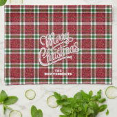 Linge De Cuisine Sparkly Merry Christmas Plaid Family Name (Plié)