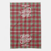 Linge De Cuisine Sparkly Merry Christmas Plaid Family Name (Vertical)