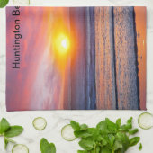 Linge De Cuisine Spectaculaire coucher de soleil à Huntington Beach (Plié)