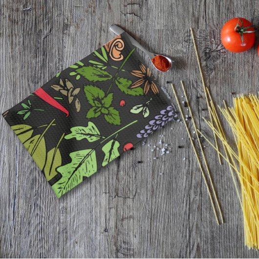 Linge De Cuisine Spices motif nom personnalisé noir