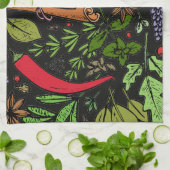 Linge De Cuisine Spices motif nom personnalisé noir (Plié)