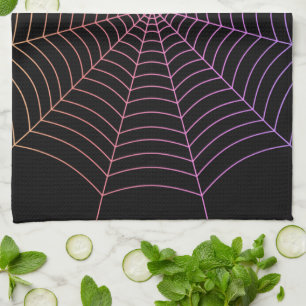 Linge De Cuisine Spider web noir violet orange motif Halloween