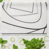 Linge De Cuisine Spirale Carrée Abstraite Noir Blanc (Plié)