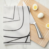 Linge De Cuisine Spirale Carrée Abstraite Noir Blanc (Quart Plié)