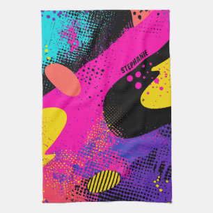 Linge De Cuisine Splash couleur Abstrait dans le style comique rétr