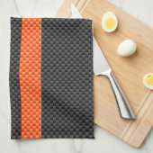 Linge De Cuisine Sportif Vibrant Orange Stripes Carbone Fibre Style (Quart Plié)