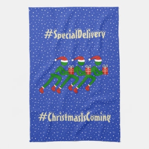 Linge De Cuisine Sports de Noël exécution devis personnalisé bleu