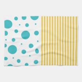 Linge De Cuisine Spots et rayures - Turquoise et Jaune (Horizontal)