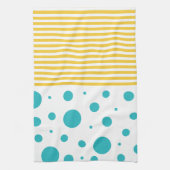 Linge De Cuisine Spots et rayures - Turquoise et Jaune (Vertical)