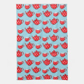 Linge De Cuisine Spotty Red Teapot and Cups Motif  (Vertical)