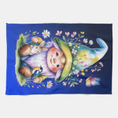 Linge De Cuisine Spring Gnome with Bunny and Bluebird (Horizontal)