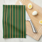 Linge De Cuisine Springbok vert et or bonbons rayures (Quart Plié)