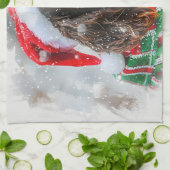 Linge De Cuisine Springer Spaniel Chien Noël Festif (Plié)