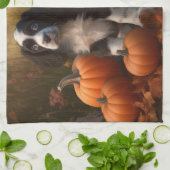 Linge De Cuisine Springer Spaniel Chiot Automne Citrouille de plais (Plié)