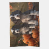 Linge De Cuisine Springer Spaniel Chiot Automne Citrouille de plais (Vertical)