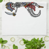 Linge De Cuisine Squelette de dinosaure pirate Halloween (Plié)