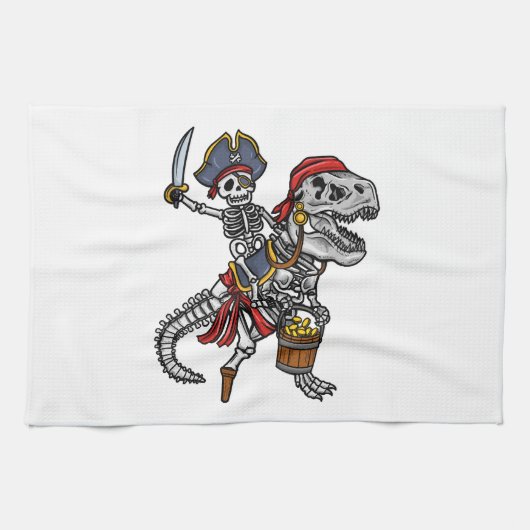 Linge De Cuisine Squelette de dinosaure pirate Halloween (Horizontal)