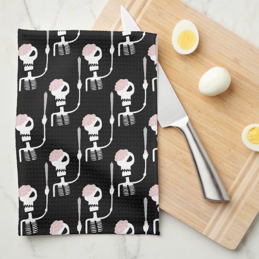 Linge De Cuisine Squelette d'Halloween avec épée (Quart Plié)