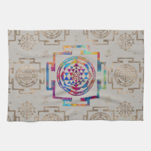 Linge De Cuisine Sri Yantra/Sri Chakra en couleurs sur la toile
