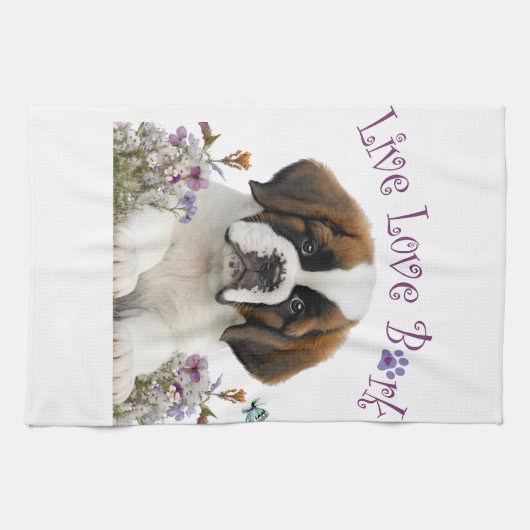 Linge De Cuisine St. Bernard Chien Maman Floral (Horizontal)