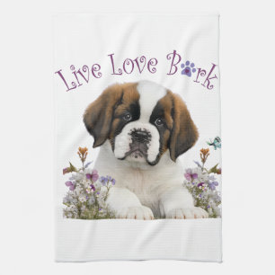 Linge De Cuisine St. Bernard Chien Maman Floral