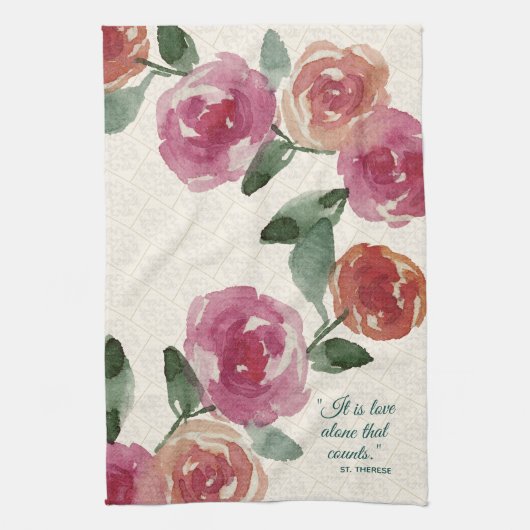 Linge De Cuisine St en pastel Therese de roses de couleur d'eau (Vertical)