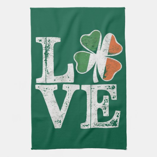 Linge De Cuisine St Patrick Love Chance Irlande Trèfle Vert  (Vertical)