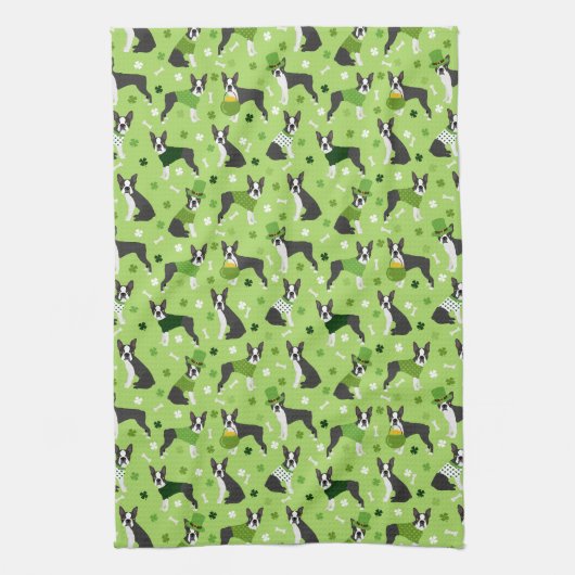 Linge De Cuisine St. Patrick's Day Boston Terrier (Vertical)