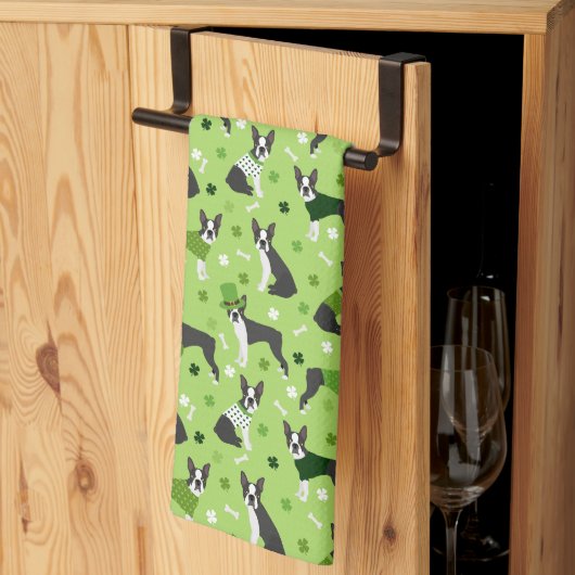 Linge De Cuisine St. Patrick's Day Boston Terrier (Pliage en tiers)