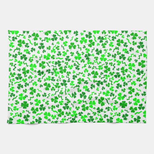 Linge De Cuisine St Patrick's Day Lucky Shamrocks Confetti Pattern (Horizontal)