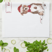 Linge De Cuisine Staffordshire Bull Terrier Funny Chien de Noël (Plié)