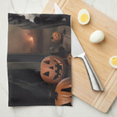 Linge De Cuisine Staffordshire Terrier Citrouilles Halloween effray (Quart Plié)