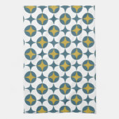 Linge De Cuisine Star Atomique Bleue Et Jaune Au Milieu Du Siècle (Vertical)