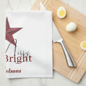 Linge De Cuisine Star rustique Merry & Bright personnalisée (Quart Plié)