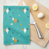 Linge De Cuisine Starburst Mid Century Motif moderne en Turquoise (Quart Plié)