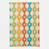 Linge De Cuisine Starburts rétro du milieu du siècle sur un motif o (Vertical)