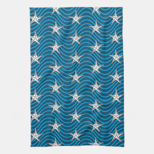 Linge De Cuisine Starfish Croquis Motifs de la vague bleue