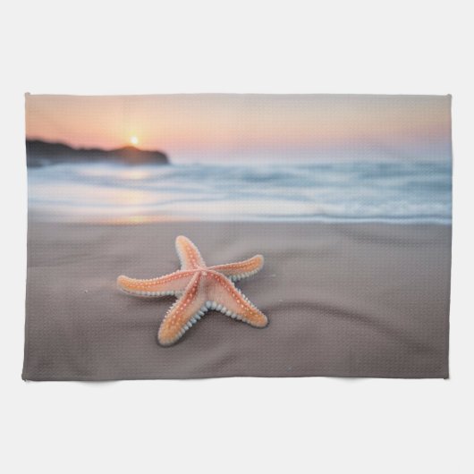 Linge De Cuisine Starfish sur la plage (Horizontal)
