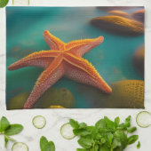 Linge De Cuisine Starfish sur la plage à Dawn (Plié)