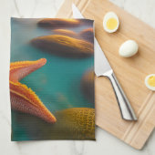 Linge De Cuisine Starfish sur la plage à Dawn (Quart Plié)