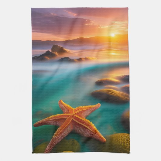 Linge De Cuisine Starfish sur la plage à Dawn (Vertical)