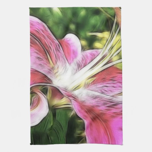 Linge De Cuisine Stargazer Lily Peinture Florale (Vertical)
