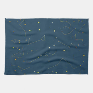 Linge De Cuisine Stars de constellation céleste marine et or
