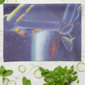 Linge De Cuisine Station spatiale orbitante de science-fiction vint (Plié)