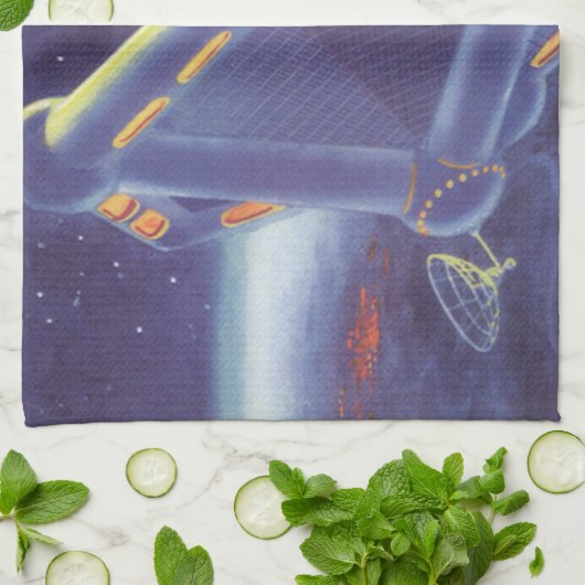 Linge De Cuisine Station spatiale orbitante de science-fiction vint (Plié)