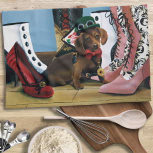 Linge De Cuisine Steampunk Dachshund Chaussures Bottes victoriennes