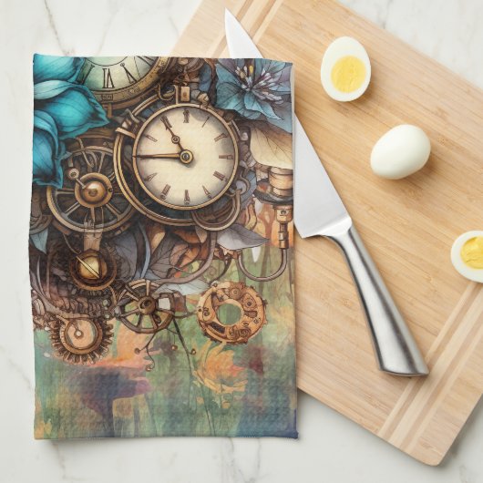 Linge De Cuisine Steampunk Floral (Quart Plié)