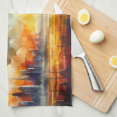 Linge De Cuisine Steampunk Skyline avec Zeppelin Kitchen Towen (Quart Plié)
