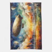Linge De Cuisine Steampunk Skyline avec Zeppelin Kitchen Towen (Vertical)