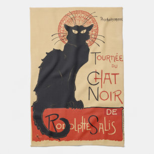 Linge De Cuisine Steinlen Art Nouveau Chat Noir Vintage Imprimé Chi